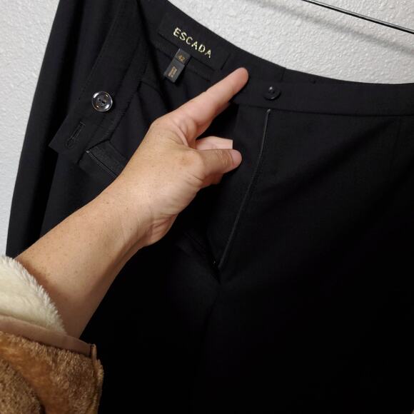 ESCADA Wool Blend Sz 42 Straight Trouser Pants - Picture 7 of 9